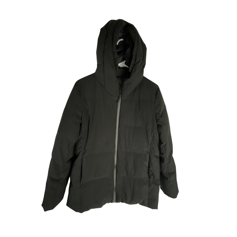 Uniqlo Jacket Womens Medium Black Down Puffer Hooded Windproof Water Repellent